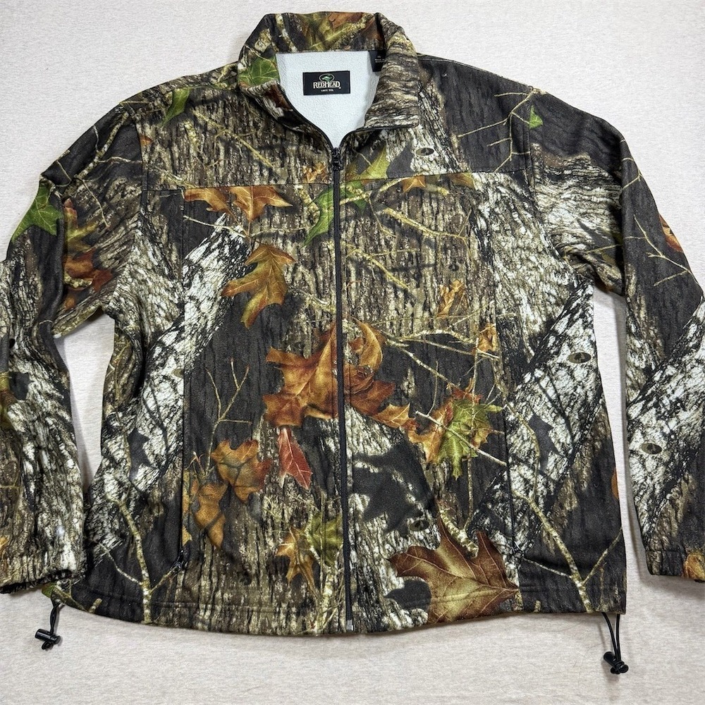 RedHead Jacket Mens XL Camouflage Full Zip Fleece Stand Collar‎ Drawcord